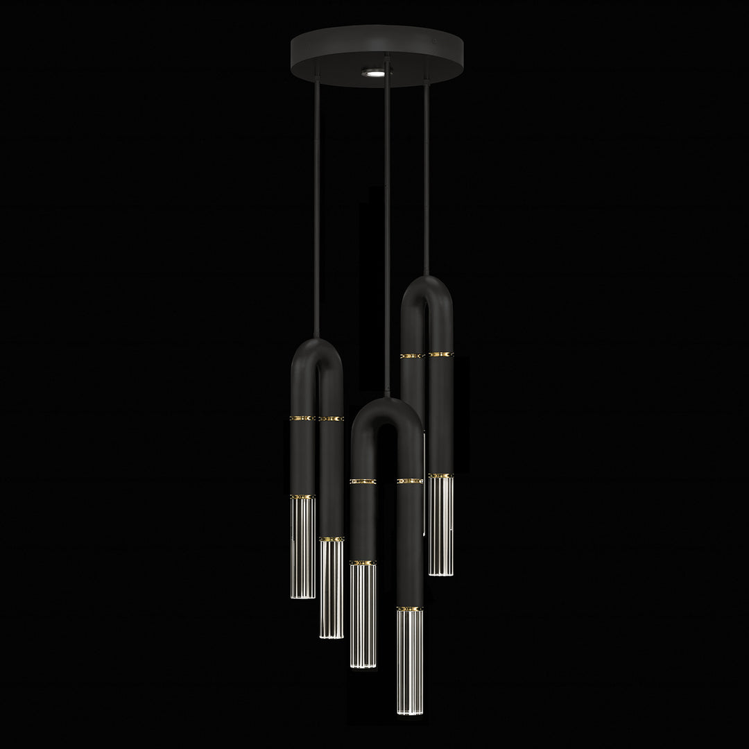 Fine Art Handcrafted Lighting Antonia 16"W Round Pendant 923840 in Standard Black Iron, Brass, No Parchment/Same as Finish (923840-110ST)