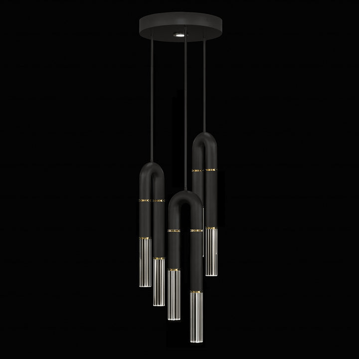 Fine Art Handcrafted Lighting Antonia 16"W Round Pendant 923840 in Standard Black Iron, Brass, No Parchment/Same as Finish (923840-110ST)