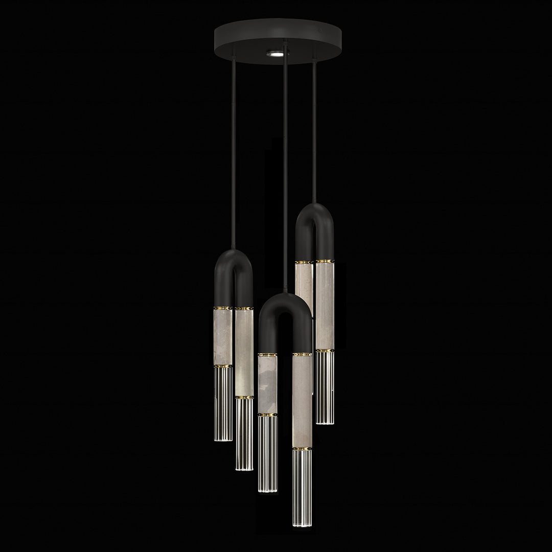 Fine Art Handcrafted Lighting Antonia 16"W Round Pendant 923840 in Standard Black Iron, Brass, Smoke (923840-112ST)