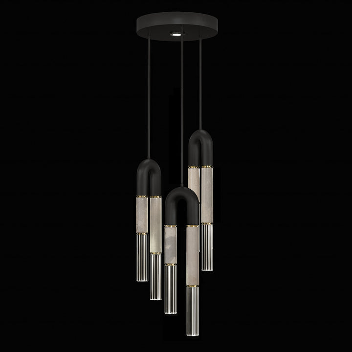 Fine Art Handcrafted Lighting Antonia 16"W Round Pendant 923840 in Standard Black Iron, Brass, Smoke (923840-112ST)