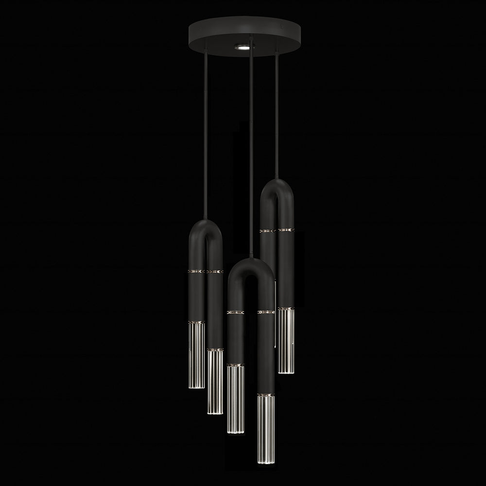 Fine Art Handcrafted Lighting Antonia 16"W Round Pendant 923840 in Standard Black Iron, Nickel, No Parchment/Same as Finish (923840-120ST)