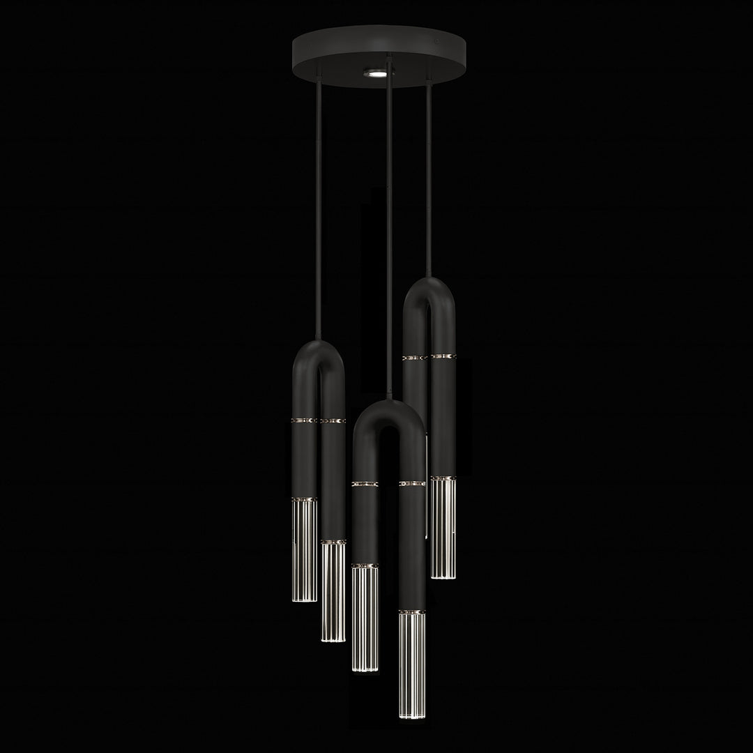 Fine Art Handcrafted Lighting Antonia 16"W Round Pendant 923840 in Standard Black Iron, Nickel, No Parchment/Same as Finish (923840-120ST)