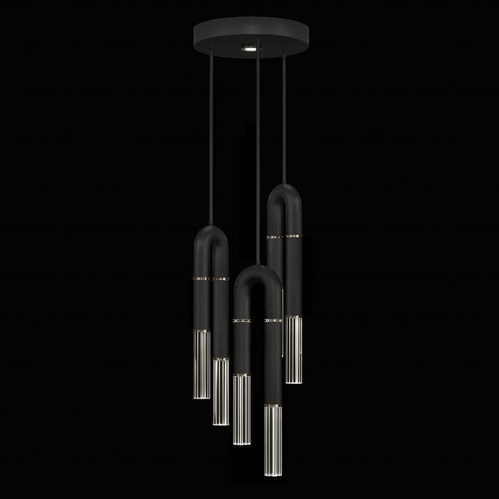 Fine Art Handcrafted Lighting Antonia 16"W Round Pendant 923840 in Standard Black Iron, Nickel, No Parchment/Same as Finish (923840-120ST)