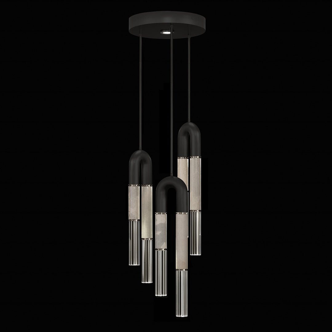 Fine Art Handcrafted Lighting Antonia 16"W Round Pendant 923840 in Standard Black Iron, Nickel, Smoke (923840-122ST)