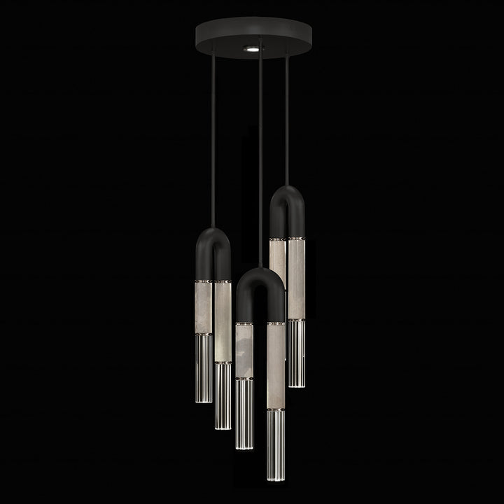 Fine Art Handcrafted Lighting Antonia 16"W Round Pendant 923840 in Standard Black Iron, Nickel, Smoke (923840-122ST)