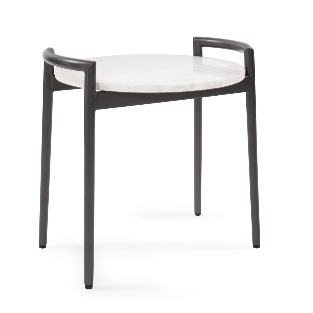 Howard Elliott Collection Round Side Table with White Marble Top