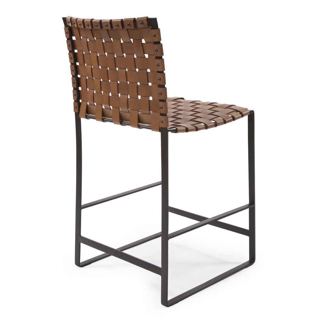 Howard Elliott Collection Irving Woven Leather Counter Stool