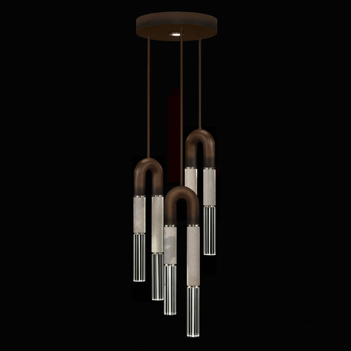 Fine Art Handcrafted Lighting Antonia 16"W Round Pendant 923840 in Standard Bronze, Nickel, Smoke (923840-222ST)