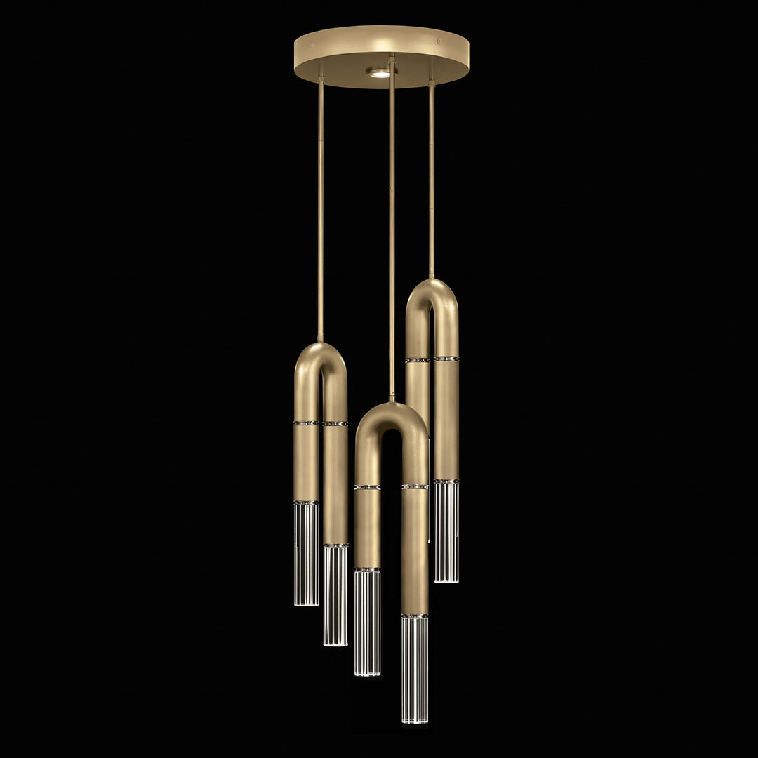 Fine Art Handcrafted Lighting Antonia 16"W Round Pendant 923840 in Standard Gold Leaf, Nickel, No Parchment/Same as Finish (923840-320ST)