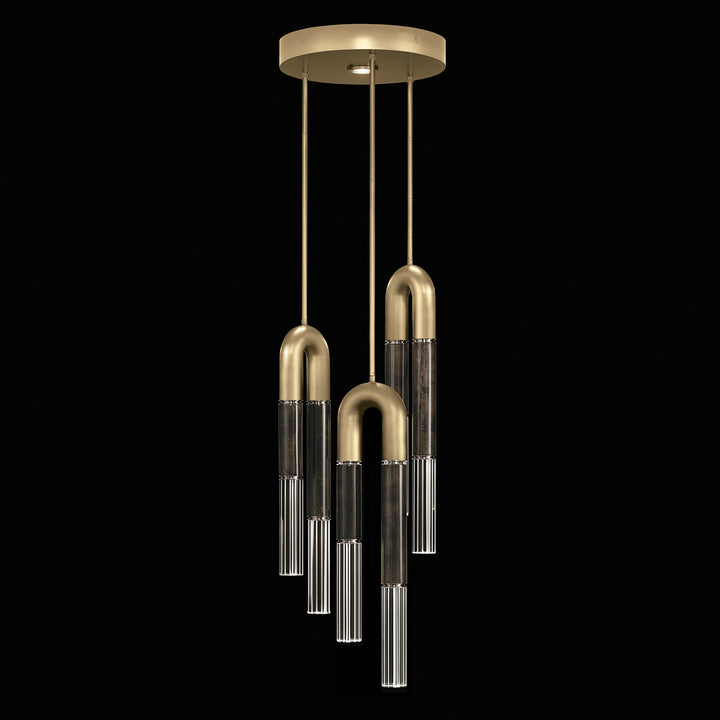 Fine Art Handcrafted Lighting Antonia 16"W Round Pendant 923840 in Standard Gold Leaf, Nickel, Charcoal (923840-321ST)