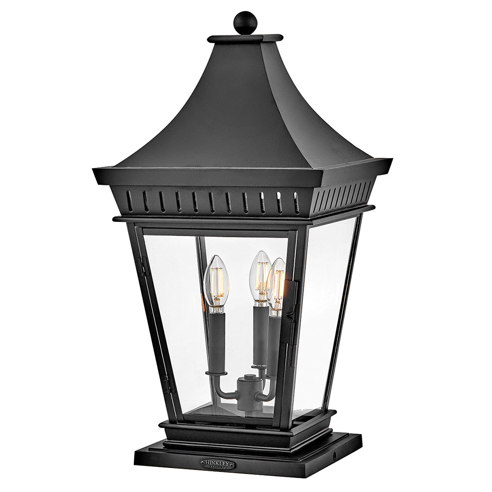 Hinkley Chapel Hill Outdoor Pier Mount Lantern Large Pier Mount Lantern Museum Black 27097MB