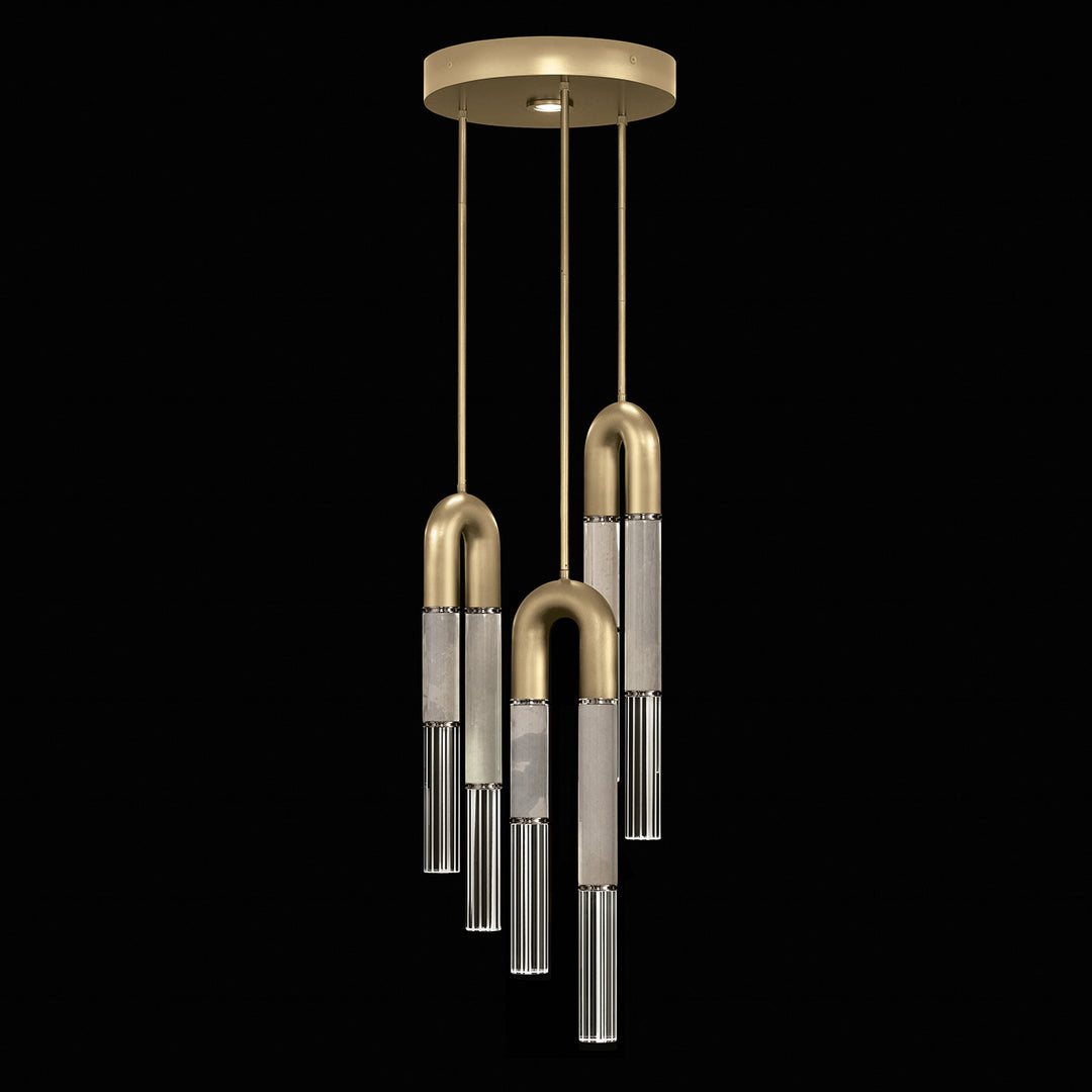 Fine Art Handcrafted Lighting Antonia 16"W Round Pendant 923840 in Standard Gold Leaf, Nickel, Smoke (923840-322ST)
