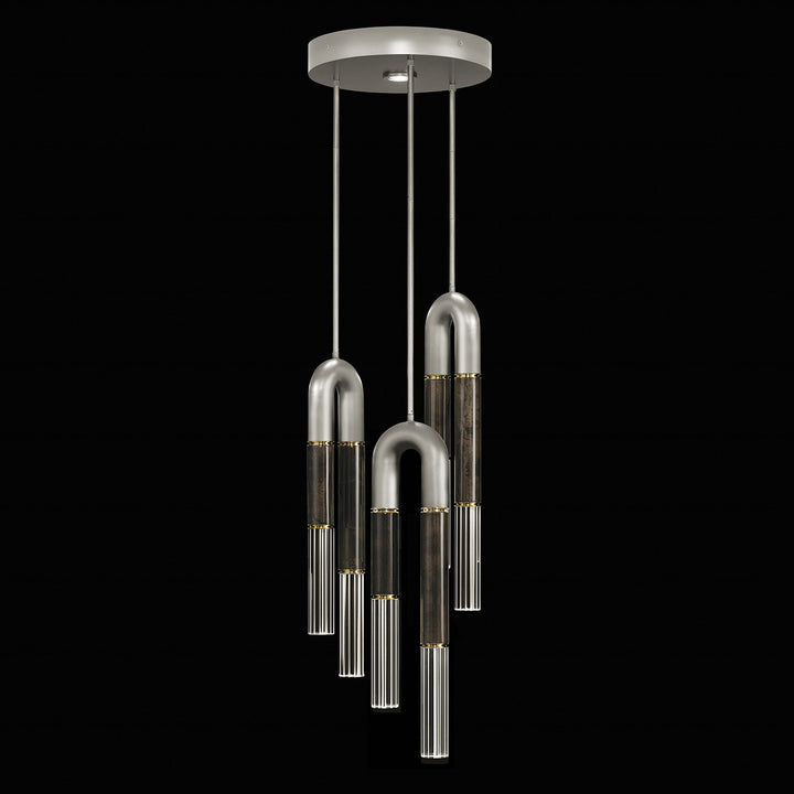 Fine Art Handcrafted Lighting Antonia 16"W Round Pendant 923840 in Standard Silver Leaf, Brass, Charcoal (923840-411ST)