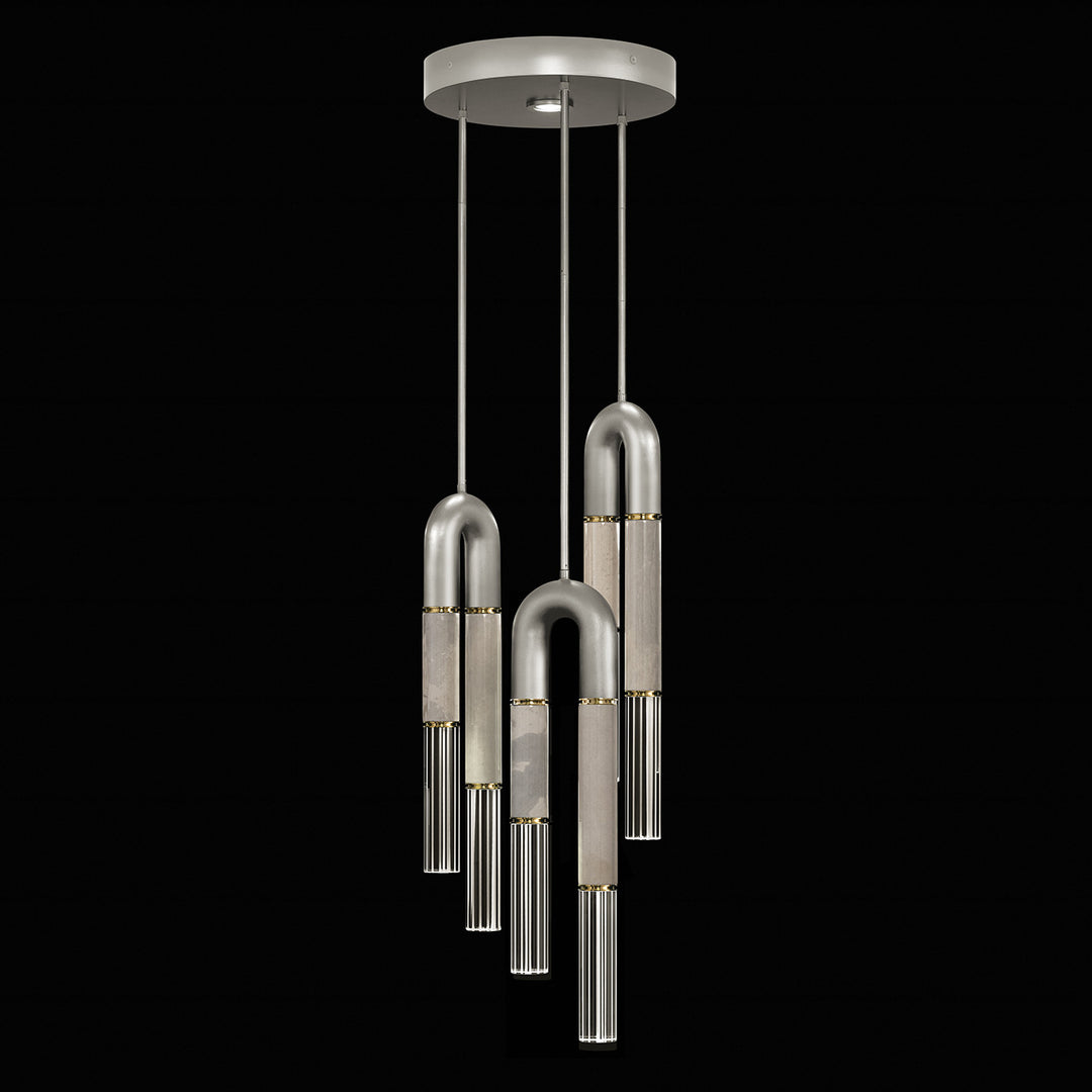 Fine Art Handcrafted Lighting Antonia 16"W Round Pendant 923840 in Standard Silver Leaf, Brass, Smoke (923840-412ST)