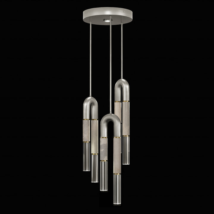 Fine Art Handcrafted Lighting Antonia 16"W Round Pendant 923840 in Standard Silver Leaf, Brass, Smoke (923840-412ST)