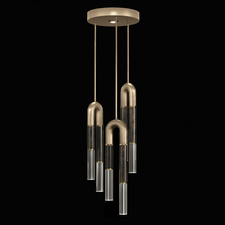 Fine Art Handcrafted Lighting Antonia 16"W Round Pendant 923840 in Standard Soft Gold Leaf, Brass, Charcoal (923840-511ST)