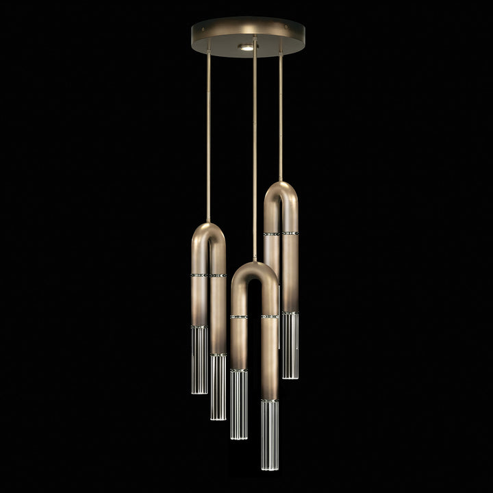 Fine Art Handcrafted Lighting Antonia 16"W Round Pendant 923840 in Soft Ombre Bronze, Nickel, No Parchment/Same as Finish (923840-620ST)