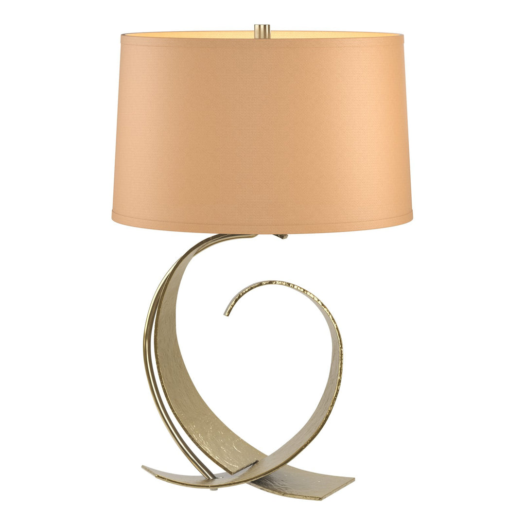 Fullered Impressions Table Lamp Table Lamps Hubbardton Forge Modern Brass 14x22.1 Doeskin Suede