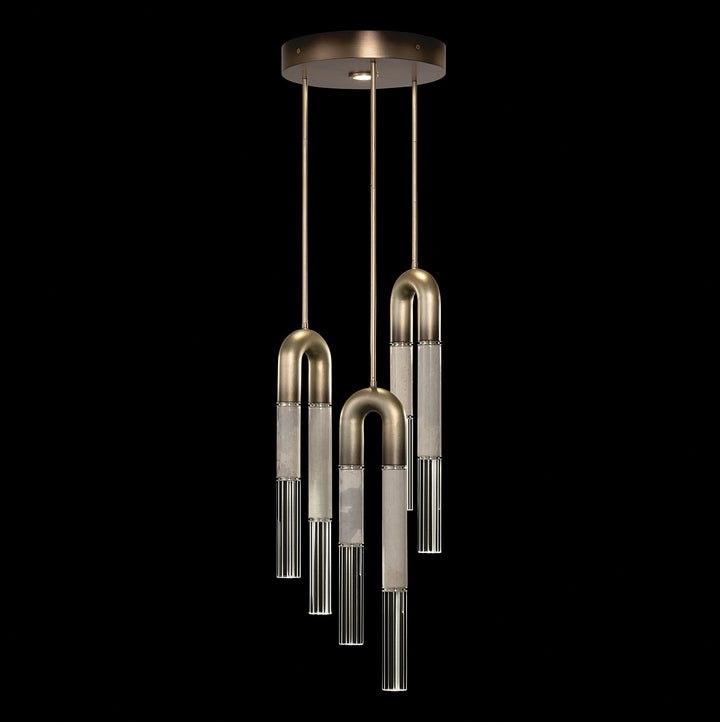 Fine Art Handcrafted Lighting Antonia 16"W Round Pendant 923840 in Soft Ombre Bronze, Nickel, Smoke (923840-622ST)