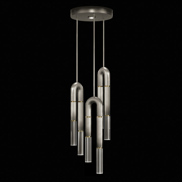 Fine Art Handcrafted Lighting Antonia 16"W Round Pendant 923840 in Soft Ombre Silver Leaf, Brass, No Parchment/Same as Finish (923840-710ST)