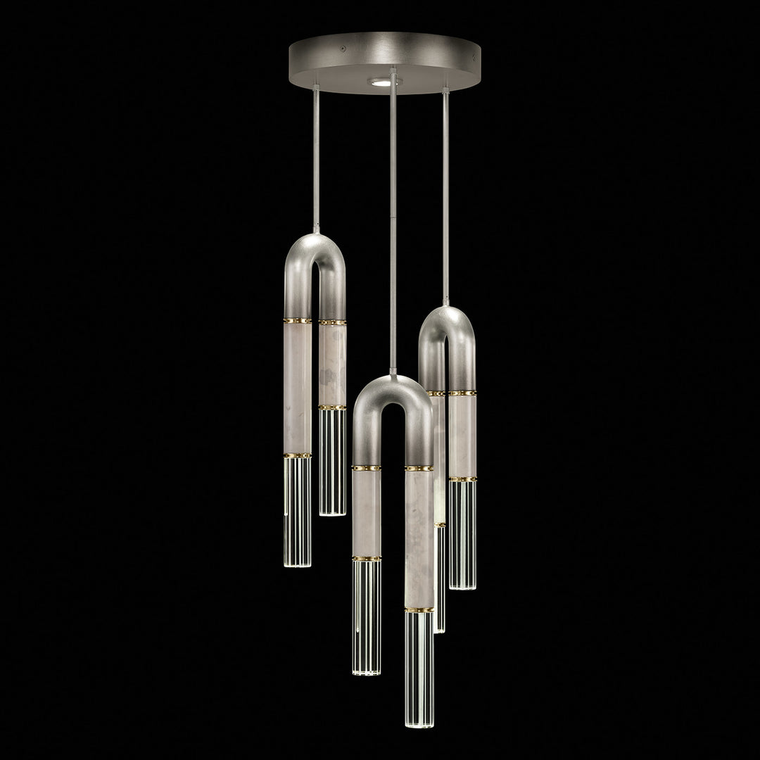 Fine Art Handcrafted Lighting Antonia 16"W Round Pendant 923840 in Soft Ombre Silver Leaf, Brass, Smoke (923840-712ST)
