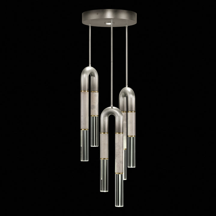 Fine Art Handcrafted Lighting Antonia 16"W Round Pendant 923840 in Soft Ombre Silver Leaf, Brass, Smoke (923840-712ST)