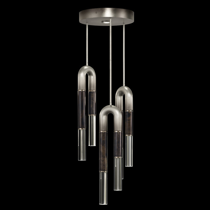 Fine Art Handcrafted Lighting Antonia 16"W Round Pendant 923840 in Soft Ombre Silver Leaf, Nickel, Charcoal (923840-721ST)