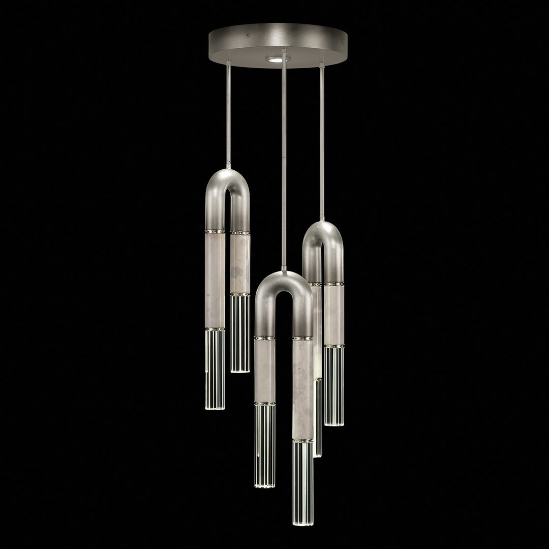 Fine Art Handcrafted Lighting Antonia 16"W Round Pendant 923840 in Soft Ombre Silver Leaf, Nickel, Smoke (923840-722ST)