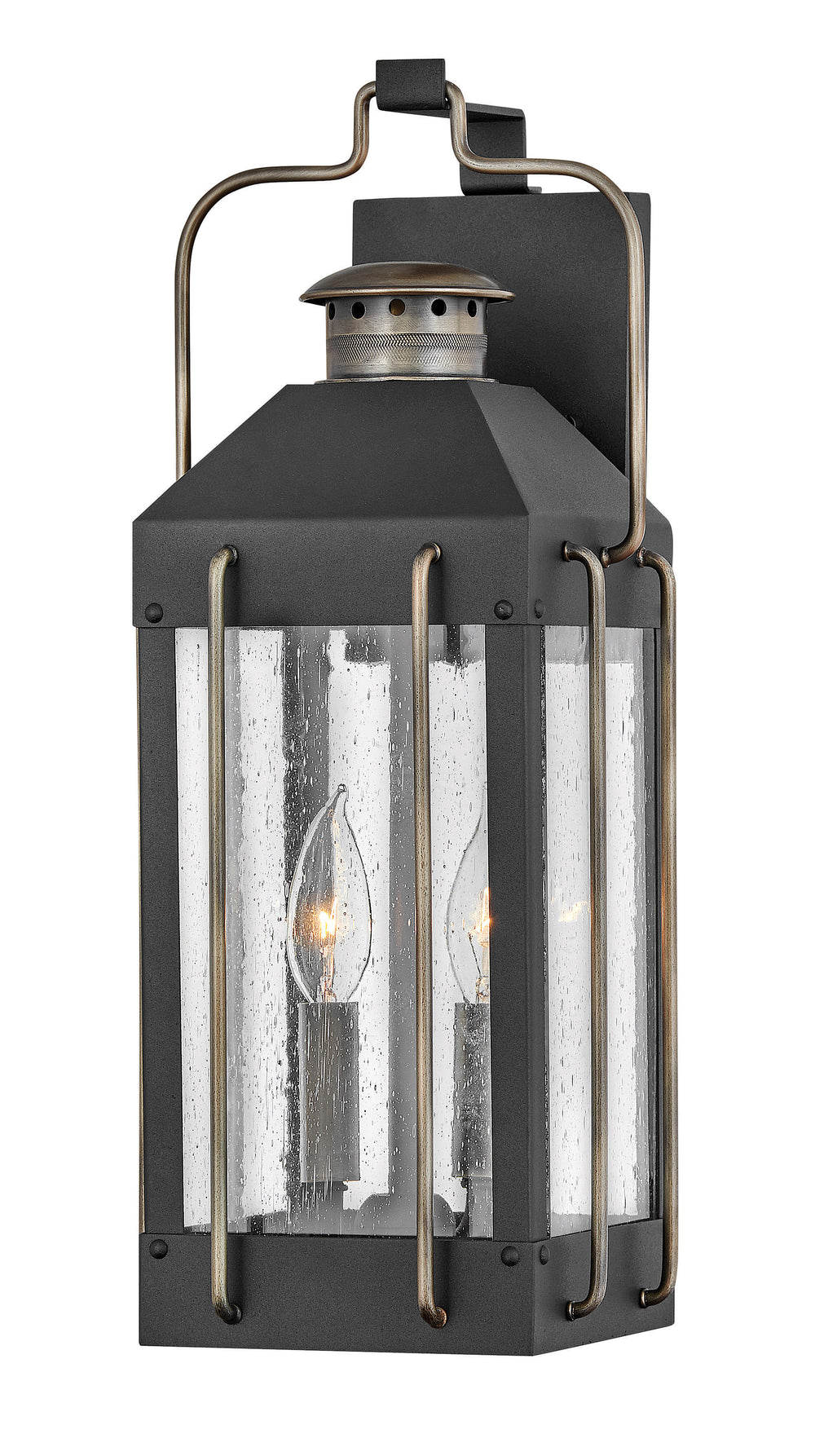 Hinkley Fitzgerald Outdoor Wall Light Medium Wall Mount Lantern Textured Black 2734TK