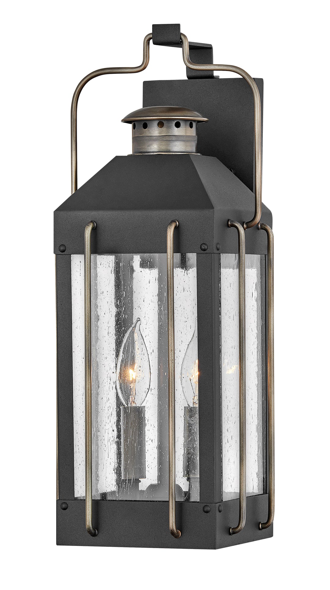 Hinkley Fitzgerald Outdoor Wall Light Medium Wall Mount Lantern Textured Black 2734TK