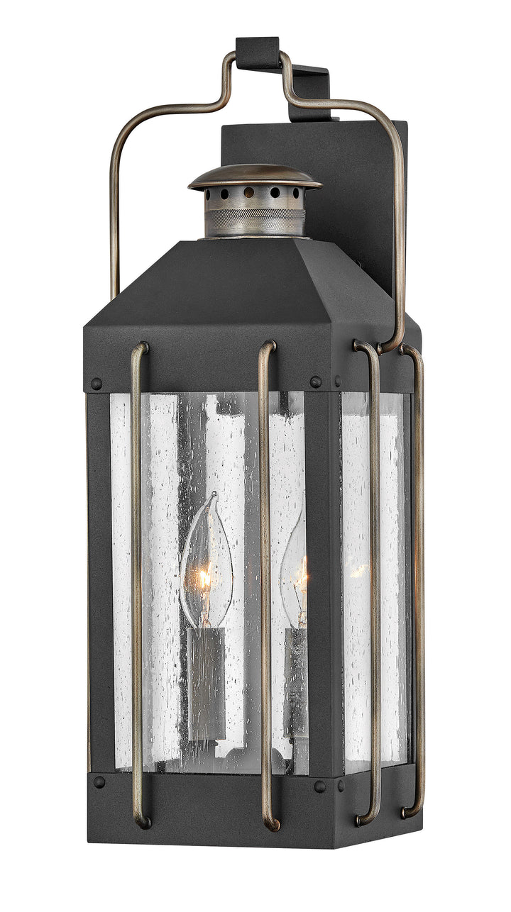 Hinkley Fitzgerald Outdoor Wall Light Medium Wall Mount Lantern Textured Black 2734TK