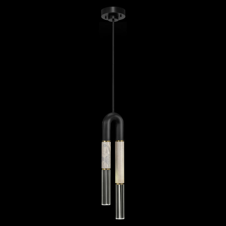 Fine Art Handcrafted Lighting Antonia 7"W Round Pendant in Standard Black Iron, Brass, Smoke (923340-112ST)