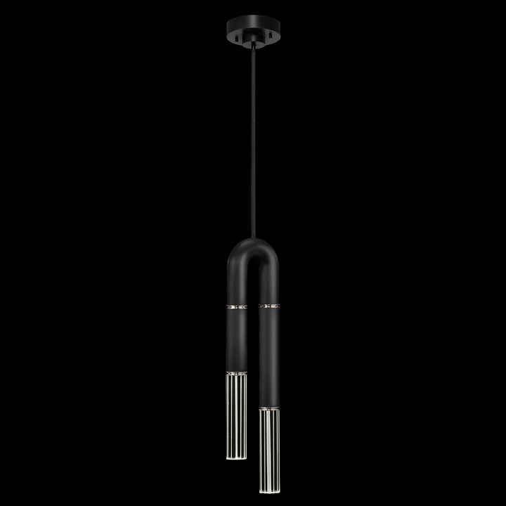 Fine Art Handcrafted Lighting Antonia 7"W Round Pendant in Standard Black Iron, Nickel, No Parchment/Same as Finish (923340-120ST)