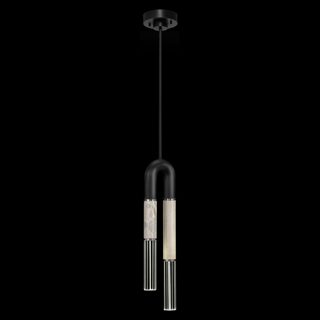Fine Art Handcrafted Lighting Antonia 7"W Round Pendant in Standard Black Iron, Nickel, Smoke (923340-122ST)