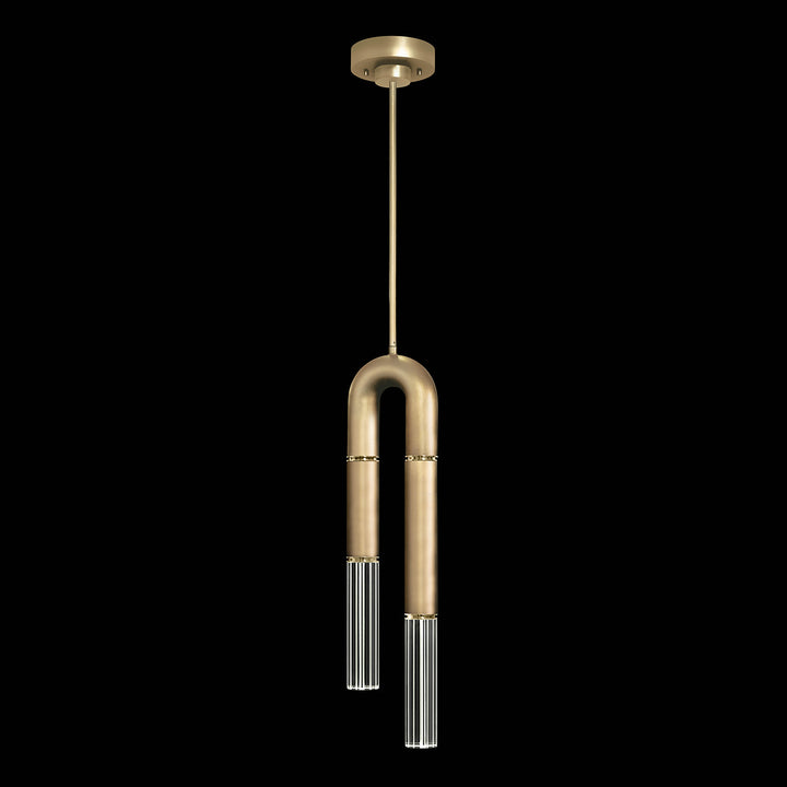 Fine Art Handcrafted Lighting Antonia 7"W Round Pendant in Standard Gold Leaf, Brass, No Parchment/Same as Finish (923340-310ST)