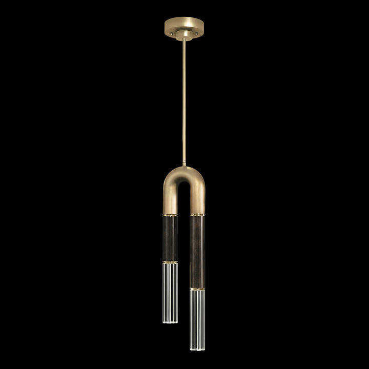Fine Art Handcrafted Lighting Antonia 7"W Round Pendant in Standard Gold Leaf, Brass, Charcoal (923340-311ST)