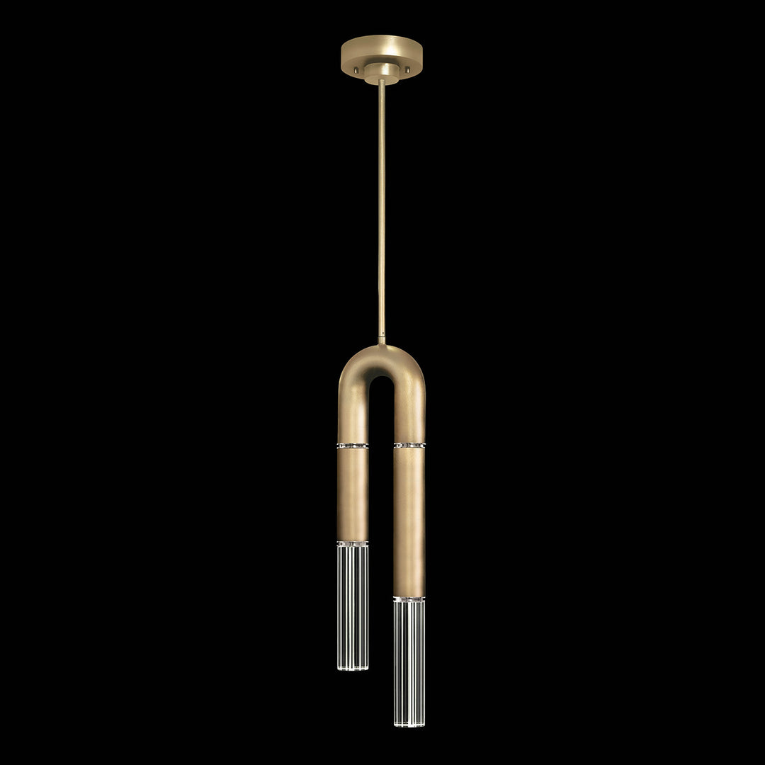 Fine Art Handcrafted Lighting Antonia 7"W Round Pendant in Standard Gold Leaf, Nickel, No Parchment/Same as Finish (923340-320ST)