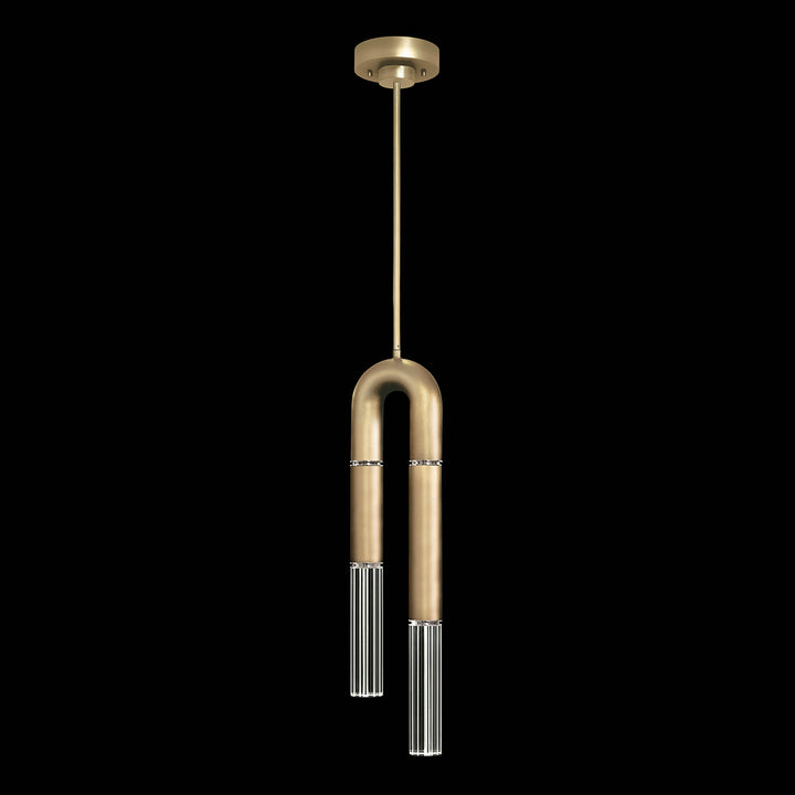 Fine Art Handcrafted Lighting Antonia 7"W Round Pendant in Standard Gold Leaf, Nickel, No Parchment/Same as Finish (923340-320ST)