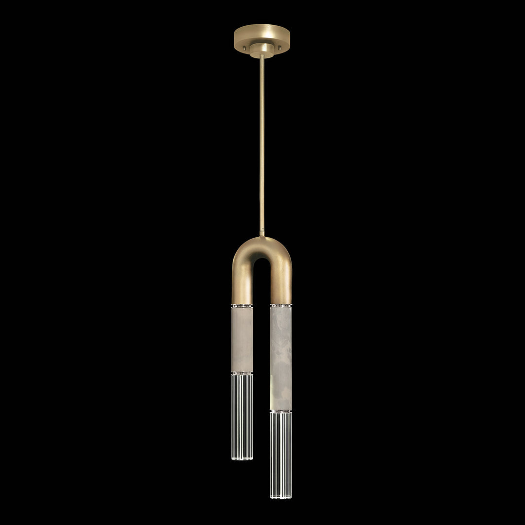 Fine Art Handcrafted Lighting Antonia 7"W Round Pendant in Standard Gold Leaf, Nickel, Smoke (923340-322ST)