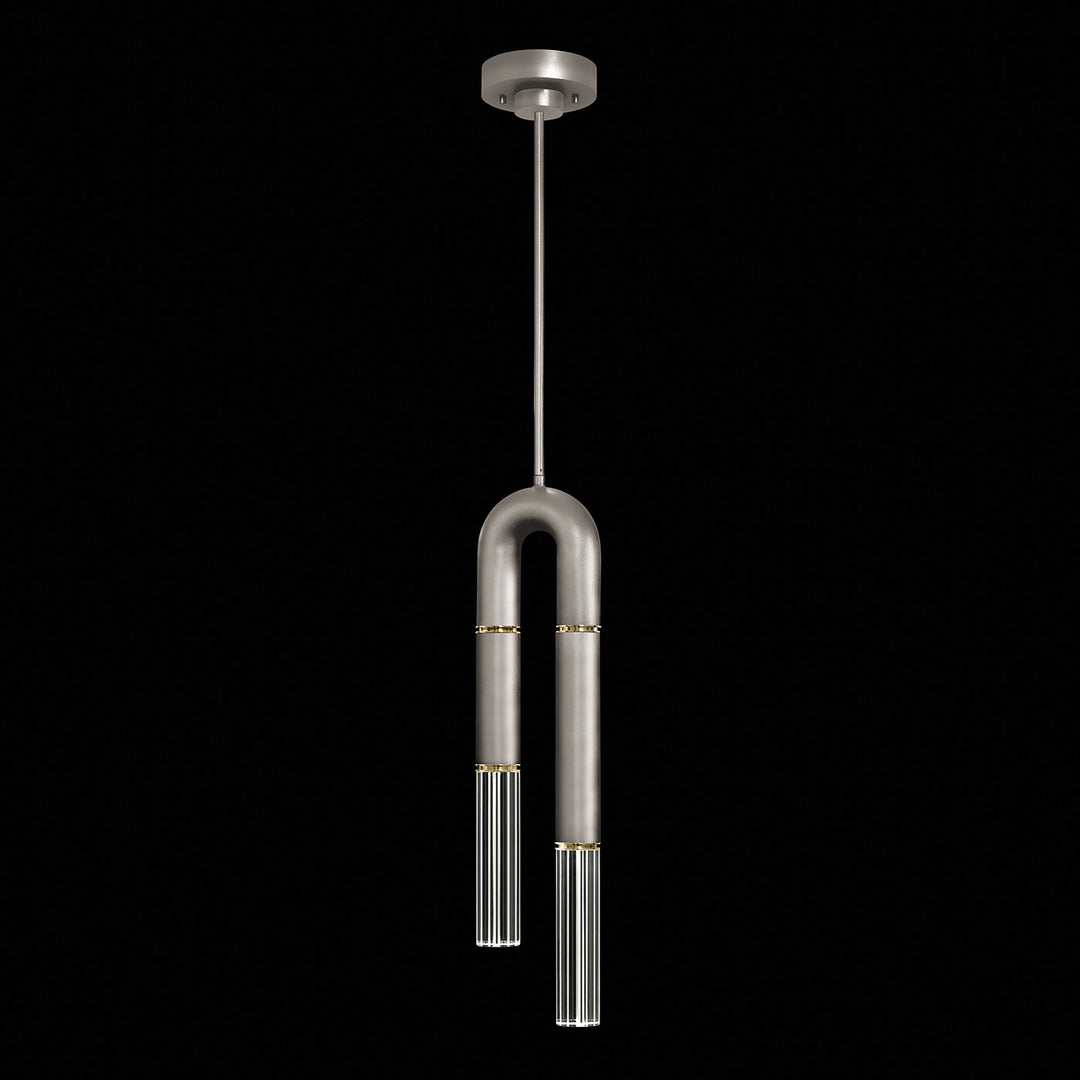 Fine Art Handcrafted Lighting Antonia 7"W Round Pendant in Standard Silver Leaf, Brass, No Parchment/Same as Finish (923340-410ST)