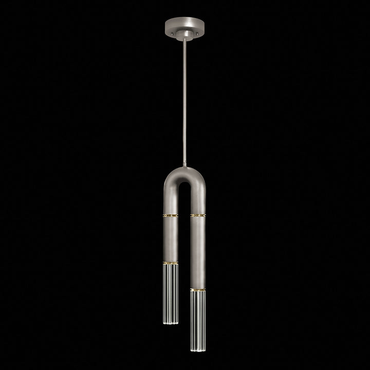 Fine Art Handcrafted Lighting Antonia 7"W Round Pendant in Standard Silver Leaf, Brass, No Parchment/Same as Finish (923340-410ST)