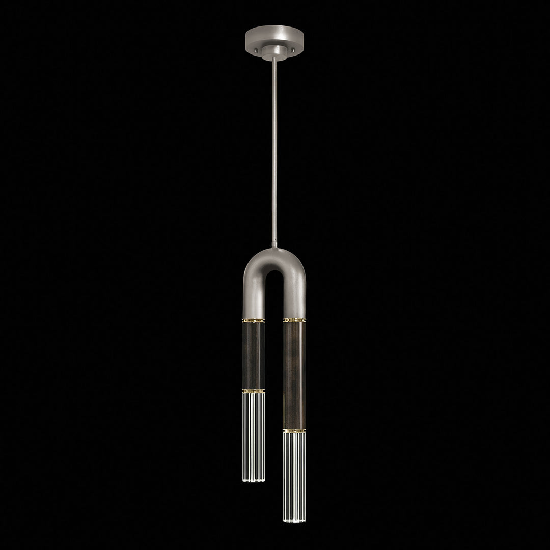 Fine Art Handcrafted Lighting Antonia 7"W Round Pendant in Standard Silver Leaf, Brass, Charcoal (923340-411ST)