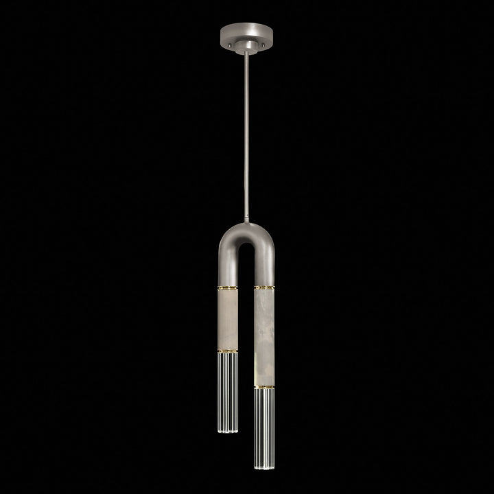 Fine Art Handcrafted Lighting Antonia 7"W Round Pendant in Standard Silver Leaf, Brass, Smoke (923340-412ST)
