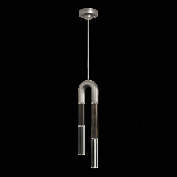 Fine Art Handcrafted Lighting Antonia 7"W Round Pendant in Standard Silver Leaf, Nickel, Charcoal (923340-421ST)