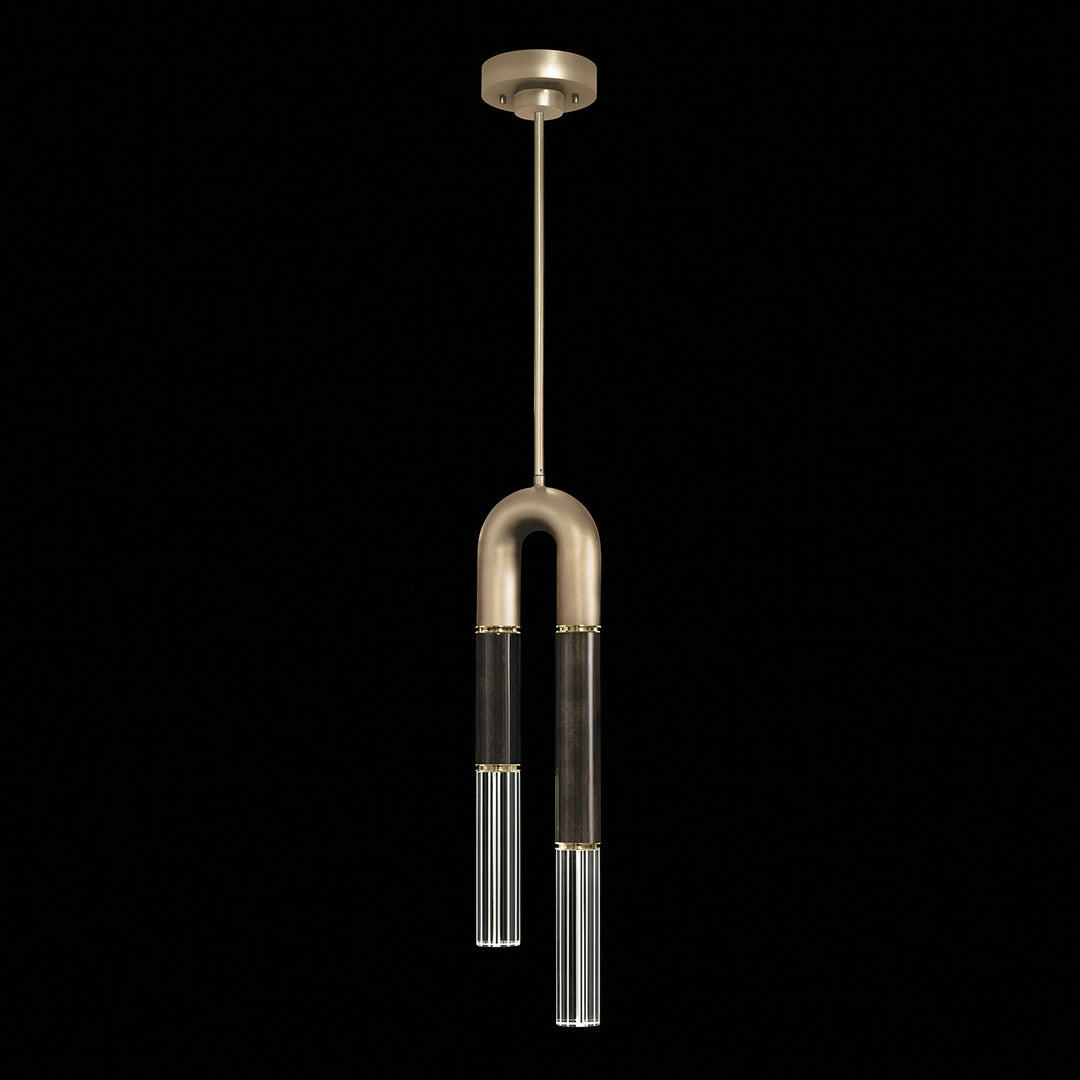 Fine Art Handcrafted Lighting Antonia 7"W Round Pendant in Standard Soft Gold Leaf, Brass, Charcoal (923340-511ST)