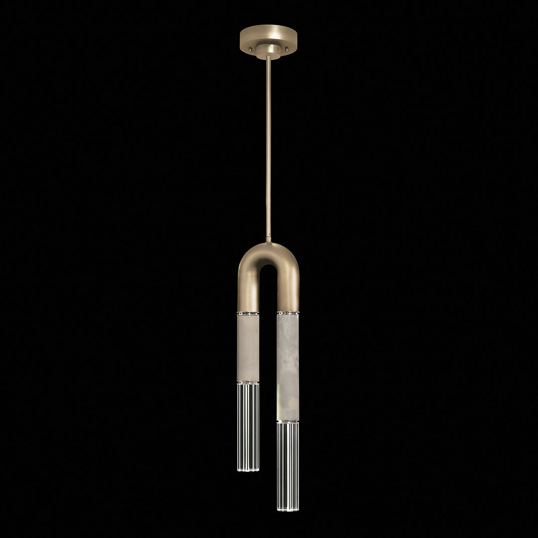 Fine Art Handcrafted Lighting Antonia 7"W Round Pendant in Standard Soft Gold Leaf, Nickel, Smoke (923340-522ST)