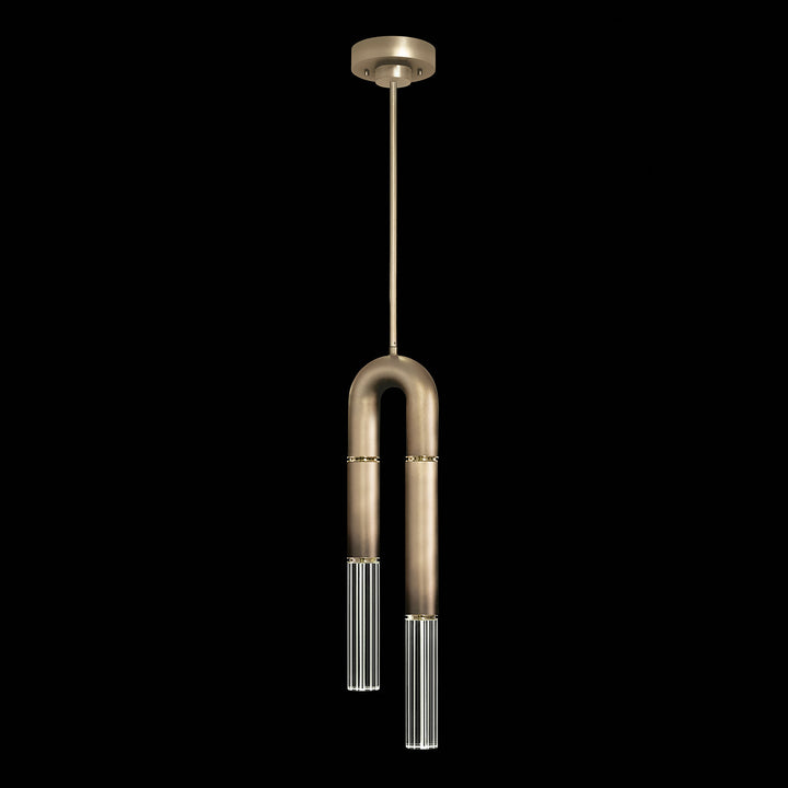 Fine Art Handcrafted Lighting Antonia 7"W Round Pendant in Soft Ombre Bronze, Brass, No Parchment/Same as Finish (923340-610ST)