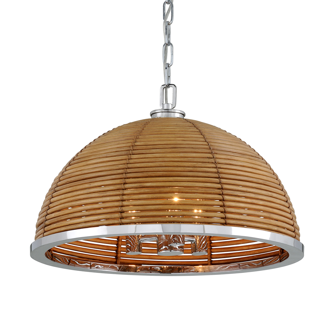 Corbett Lighting Carayes Chandelier Chandeliers Corbett NATURAL RATTAN STAINLESS STEEL 20.5x13.5 