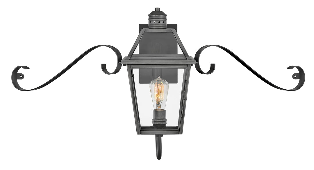 Hinkley Nouvelle Outdoor Wall Light Medium Wall Mount Lantern with Scroll Blackened Brass 2770BLB-SCR