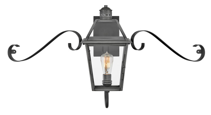 Hinkley Nouvelle Outdoor Wall Light Medium Wall Mount Lantern with Scroll Blackened Brass 2770BLB-SCR